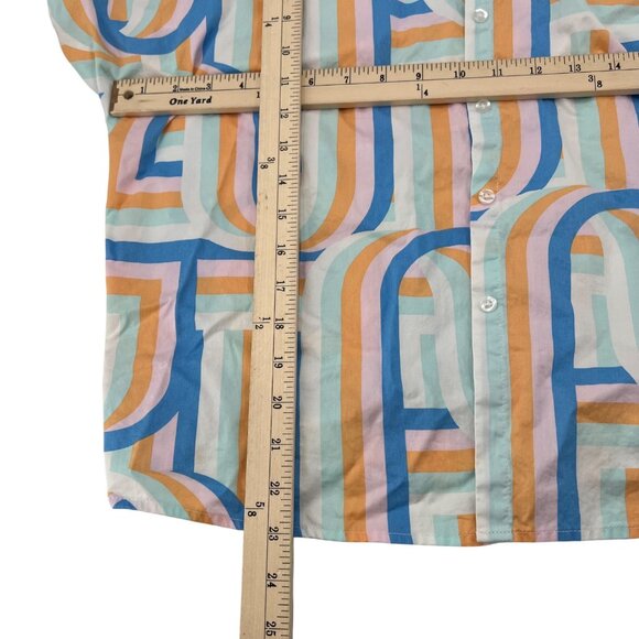 Michelle McDowell Colorful Geometric Print Button-Up Short Sleeve Shirt Small - Picture 5 of 7